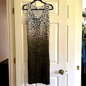 Workshop Republic Knit Jersey sleeveless ombré animal print dress cheetah Size M